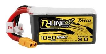 Tattu - 763 - R-Line Version 3.0 1050mAh 6S1P 22.2V 120C LiPo Battery Pack with XT60 Plug