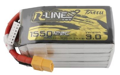 Tattu - 761 - R-Line Version 3.0 1550mAh 6S1P 22.2V 120C LiPo Battery Pack with XT60 Plug