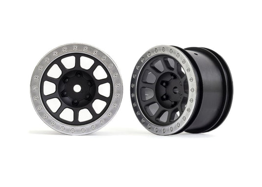 Traxxas Wheels, 2.2" (graphite gray, satin chrome beadlock) (2) (Bandit rear)