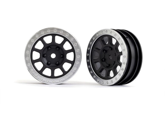 Traxxas Wheels, 2.2" (graphite gray, satin chrome beadlock) (2) (Bandit front)