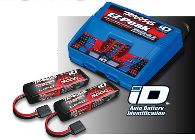 Traxxas EZ-Peak Dual Multi-Chemistry Battery Charger (TRA2972) with 2x 5000mAh 11.1V 3Cell 25C Lipo Batteries (TRA2872X)