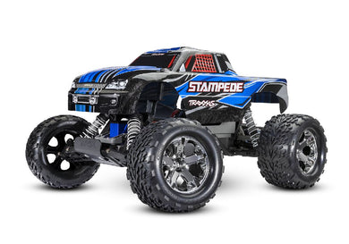 Traxxas Stampede 1/10 Monster Truck RTR with TQ 2.4GHz Radio System and XL-5 ESC (Fwd/Rev) Includes 7-Cell NiMH 3000mAh Traxxas Battery and 4-amp USB-C Charger w/ iD - Blue