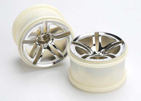 Traxxas Wheels, Twin-Spoke 2.8" (chrome) (nitro rear/ electric front) (2)