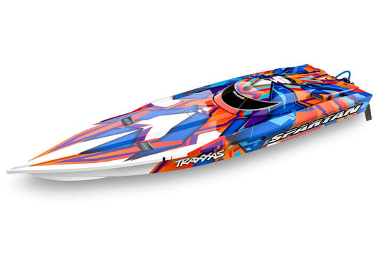 Traxxas Spartan Brushless 36" Race Boat, OrangeR with TQi Traxxas Link Enabled 2.4Ghz Radio System and TSM - No battery or charger