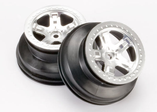 Traxxas Wheels, Sct Satin Chrome, Beadlock Style, Dual Profile (2.2" Outer, 3.0" Inner) (4wd Front/Rear, 2wd Rear Only)