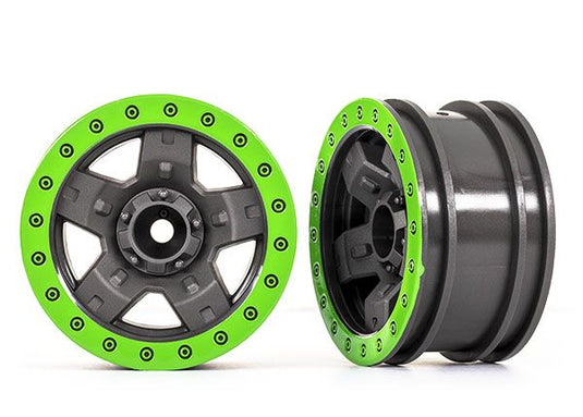Traxxas Wheels, TRX-4 Sport 2.2 (Gray, Green Beadlock Style) (2)