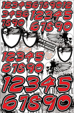 XXX Main Racing Skull Numbers - Red