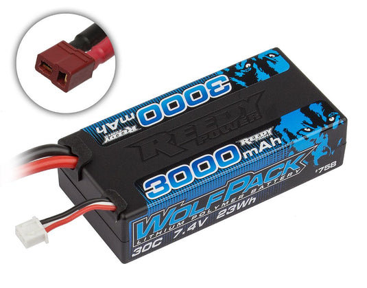 Reedy Wolfpack 3000mAh 2S 30C 7.4V LiPo Shorty Deans Hard Case 95.7x46.8x24.7mm