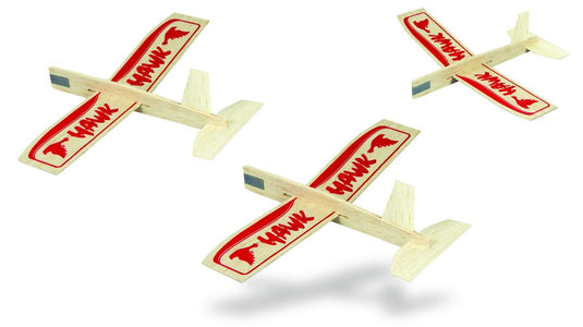 Guillow's Hawk Triple Pack Balsa Glider in Store Display (24)