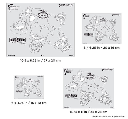 Iwata Artool Bone Headz Screamers Freehand Airbrush Template by Mike Lavallee