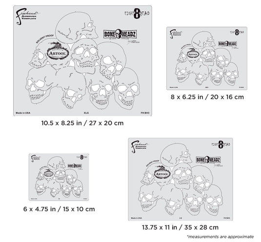 Iwata Artool Bone Headz Eight Dead Freehand Airbrush Template by Mike Lavallee