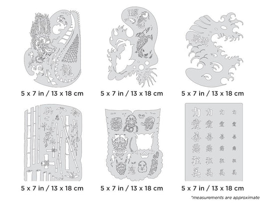 Iwata Artool Kanji Master Mini Series Set Freehand Airbrush Template by Dennis Mathewson