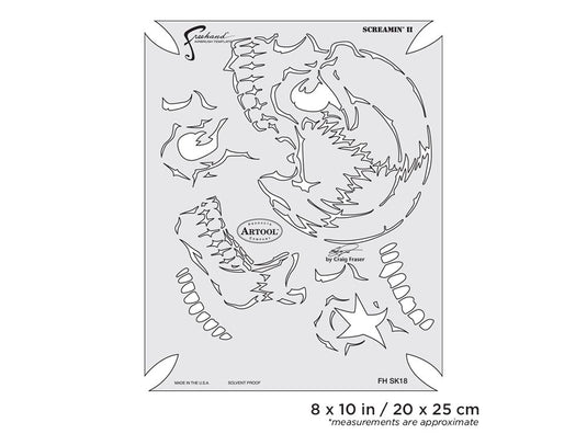Iwata Artool Return of Skullmaster Screamin II Freehand Airbrush Template by Craig Fraser