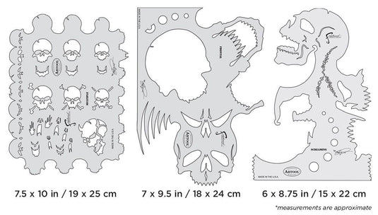 Iwata Artool Skullmaster Set Freehand Airbrush Template by Craig Fraser