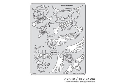 Iwata Artool Son of Skullmaster Devil or Angel Freehand Airbrush Template by Craig Fraser