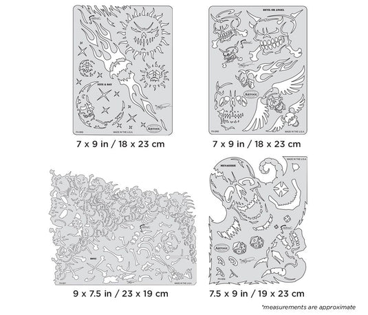 Iwata Artool Son of Skullmaster Set Freehand Airbrush Template by Craig Fraser