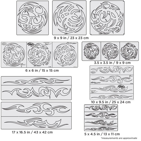 Iwata Artool Tribal Master Freehand Airbrush Template Set by Steve Vandemon