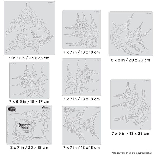 Iwata Artool Tribal Masters II Cornered Freehand Airbrush Template Set by Steve Vandemon