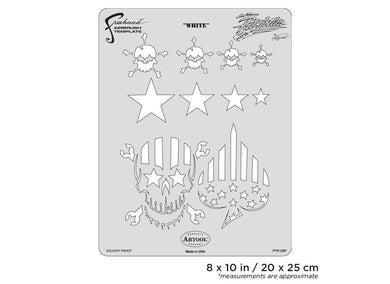 Iwata Artool Patriotica White Freehand Airbrush Template by Craig Fraser