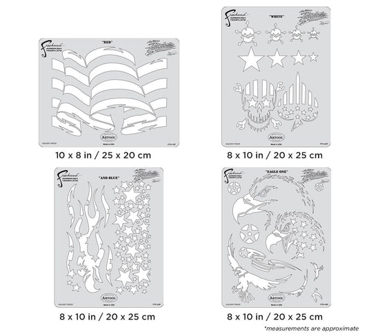 Iwata Artool Patriotica Freehand Airbrush Template Set by Craig Fraser