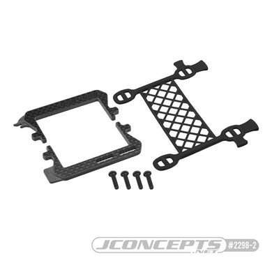 JConcepts B6.3 carbon logo / cargo net battery brace, (black) (Fits - Team Associated B6, T6 and SC6 generation)