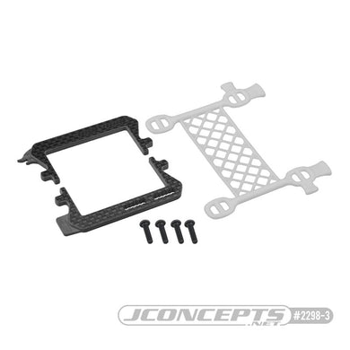 JConcepts B6.3 carbon logo / cargo net battery brace, (white) (Fits - Team Associated B6, T6 and SC6 generation)