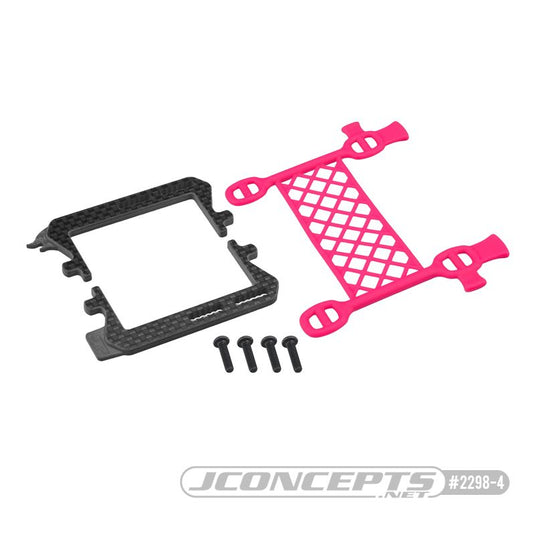 JConcepts B6.3 carbon logo / cargo net battery brace, (pink) (Fits - Team Associated B6, T6 and SC6 generation)