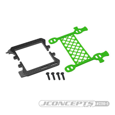 JConcepts B6.3 carbon logo / cargo net battery brace, (green) (Fits - Team Associated B6, T6 and SC6 generation)