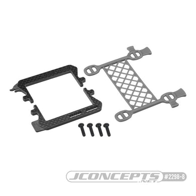 JConcepts B6.3 carbon logo / cargo net battery brace, (gray) (Fits - Team Associated B6, T6 and SC6 generation)