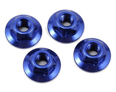 JConcepts 4mm large flange serrated locknut - blue (fits, B5, TLR, Xray, Serpent, Kyosho)