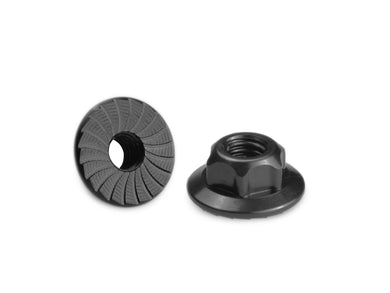 JConcepts 4mm large flange serrated locknut - black (fits, B5, TLR, Xray, Serpent, Kyosho)