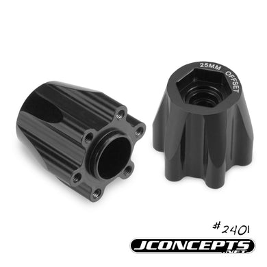 JConcepts Tribute Wheel, Aluminum 12mm Hex Wheel Adaptor, Black Anodized - 25mm Offset - 2pc