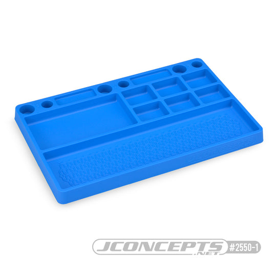 JConcepts Parts Tray, Rubber Material - Blue Size: 181mm x 114mm x 12.5mm (7.125