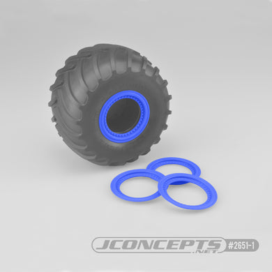 JConcepts Tribute wheel mock beadlock rings - blue - glue-on set, 4pc. (Fits - #3377 Tribute wheels)