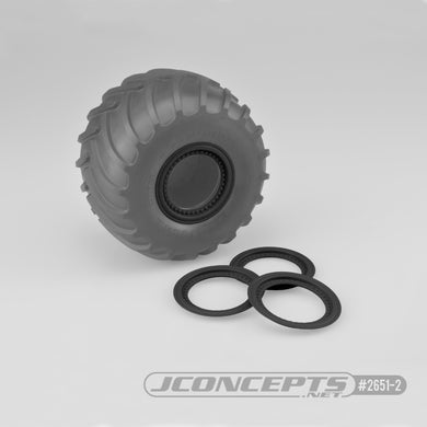 JConcepts Tribute wheel mock beadlock rings - black - glue-on set, 4pc. (Fits - #3377 Tribute wheels)