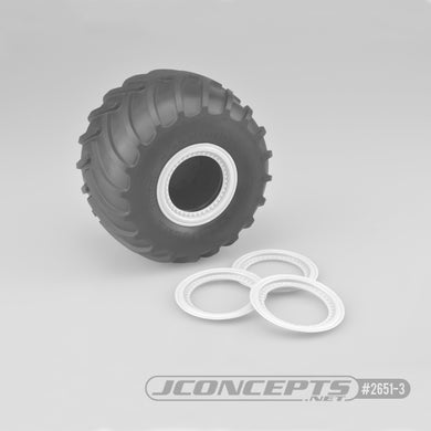 JConcepts Tribute wheel mock beadlock rings - white - glue-on set, 4pc. (Fits - #3377 Tribute wheels)