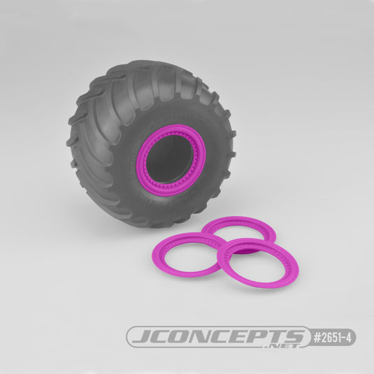 JConcepts Tribute wheel mock beadlock rings - pink - glue-on set, 4pc. (Fits - #3377 Tribute wheels)