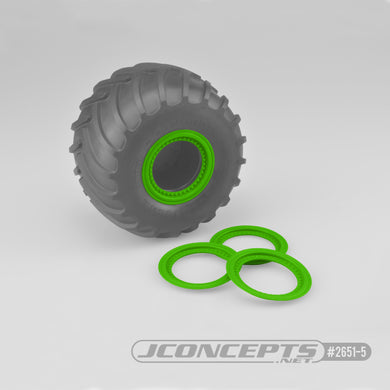 JConcepts Tribute wheel mock beadlock rings - green - glue-on set, 4pc. (Fits - #3377 Tribute wheels)