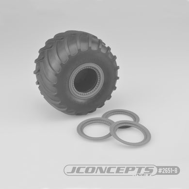 JConcepts Tribute wheel mock beadlock rings - silver - glue-on set, 4pc. (Fits - #3377 Tribute wheels)