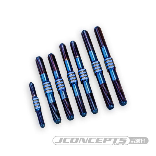 JConcepts TLR 8ight-X 2.0 - E Fin Titanium Turnbuckle Set - Burnt Blue, 7pc (FitsTLR 8ight-X 2.0 | 8ight-XE 2.0)