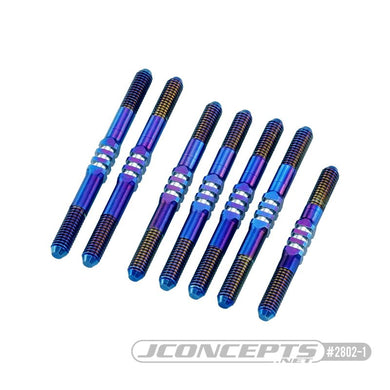 JConcepts B74.2, 3.5mm Fin Titanium Turnbuckle Set, Blue - 7pc (Fits Team Associated B74.1, B74.2)