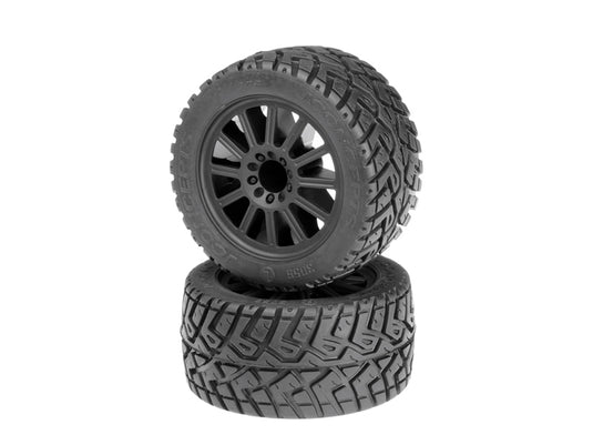 JConcepts G-Locs - yellow compound - black wheel - (pre-mounted) - Stampede 4x4 F&R and E-Stampede and E-Rustler 2wd front