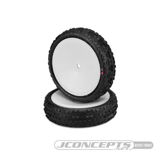 JConcepts Swaggers, pink compound - pre-mounted on 3376W wheels (Fits - 2wd front buggy w/ 12mm hex)