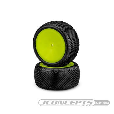 JConcepts Pin Swag - Pink Compound - Pre-Mounted on 3348 Yellow Wheels. Fits Ã¢â‚¬â€œ 1/10th Rear 2wd and 4wd Vehicles