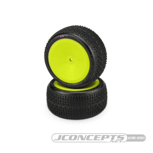 JConcepts Twin Pins, pink compound - pre-mounted on 3348Y wheels (Fits - 2wd rear buggy w/ 12mm hex)