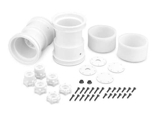 JConcepts 2.6in x 3.6in Monster Truck Wheel W/Adaptors (White) (2)