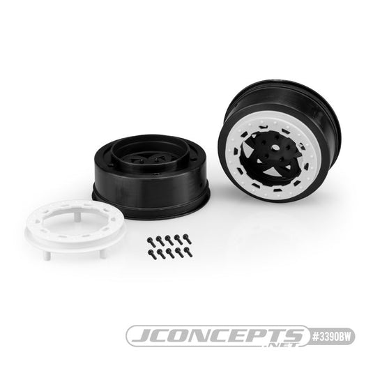 JConcepts Tremor, Slash narrow front wheel - black wheel / white beadlock - 2pc. (Fits - #3153, SCT 3.0 x 2.2