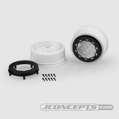 JConcepts Tremor, Slash narrow front wheel - white wheel / black beadlock - 2pc. (Fits - #3153, SCT 3.0 x 2.2