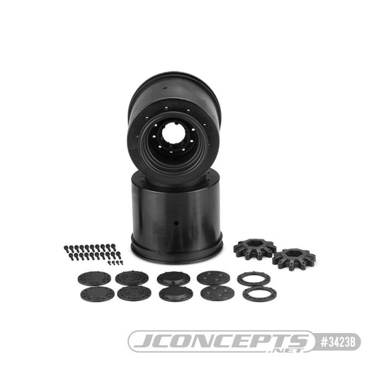 JConcepts - Aggressor - 2.6 x 3.8" 17mm Hex Monster Truck Wheel, (Black) with Interchangeable Hubs (Fits - Traxxas E-Revo 2.0, Arrma Kraton)