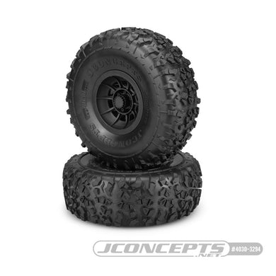 JConcepts Landmines - SCX6 Tire, Green Compound - Pre-Mounted On 3436B Hazard Wheels